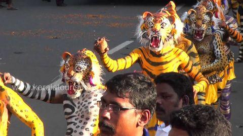 Pulikali Team Veliyannur Desam at West Nada, Vadakkumnathan Temple