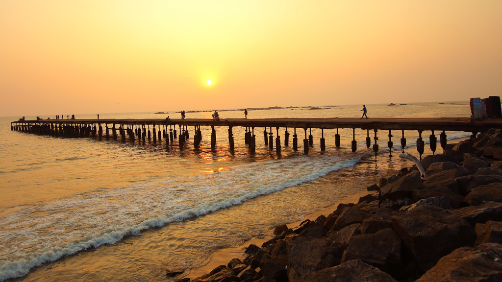 Sunset and the Thalassery Pier