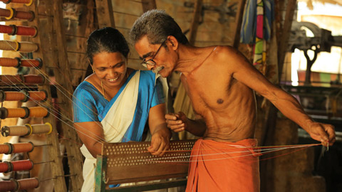 Yarns for Weaving at Pookode Handloom Village