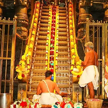 Padipooja, the ritualistic worship of the holy steps at Sabarimala Temple