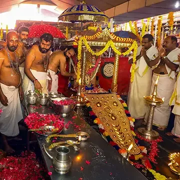 Ulsavabali pooja during the annual festival at Sabarimala Temple